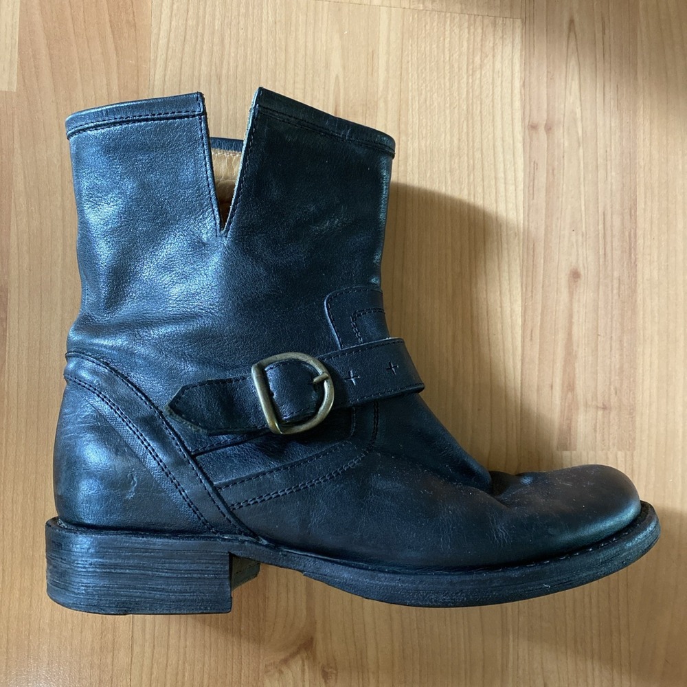 Fiorentini + Baker Womens EU 37/ US Black Leather Moto Biker Boots Italy